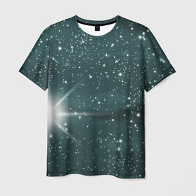Мужская футболка 3D с принтом Звездное небо 2 в Новосибирске, 100% полиэфир | прямой крой, круглый вырез горловины, длина до линии бедер | звездное | звезды | космом | небо