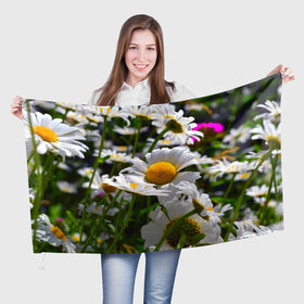 Флаг 3D с принтом Ромашки в Новосибирске, 100% полиэстер | плотность ткани — 95 г/м2, размер — 67 х 109 см. Принт наносится с одной стороны | желтая | лепесток | природа | ромашка | цветок | яркая
