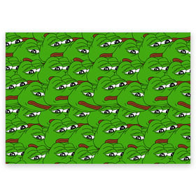 Поздравительная открытка с принтом Sad frogs в Новосибирске, 100% бумага | плотность бумаги 280 г/м2, матовая, на обратной стороне линовка и место для марки
 | frog | грустная | жаба | мем | мемы