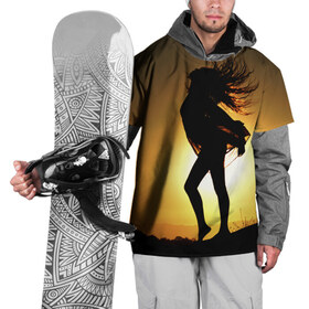 Накидка на куртку 3D с принтом Девушка на закате в Новосибирске, 100% полиэстер |  | Тематика изображения на принте: девушка | закат | солнце