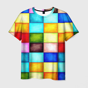 Мужская футболка 3D с принтом Patterns в Новосибирске, 100% полиэфир | прямой крой, круглый вырез горловины, длина до линии бедер | квадраты | плитка | разноцветный