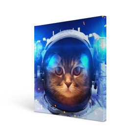 Холст квадратный с принтом Кот космонавт в Новосибирске, 100% ПВХ |  | Тематика изображения на принте: кот | кошка | скафандр