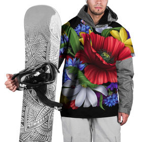 Накидка на куртку 3D с принтом Композиция цветов в Новосибирске, 100% полиэстер |  | Тематика изображения на принте: композиция | мак | ромашки | цветы