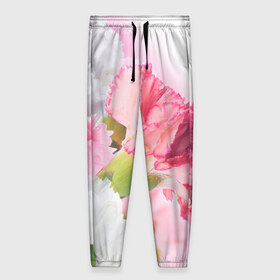 Женские брюки 3D с принтом Белые и розовые цветы в Новосибирске, полиэстер 100% | прямой крой, два кармана без застежек по бокам, с мягкой трикотажной резинкой на поясе и по низу штанин. В поясе для дополнительного комфорта — широкие завязки | лепестки | прикольные картинки | цветочки | цветы