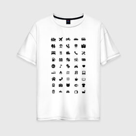 Женская футболка хлопок Oversize с принтом В путешествие в Новосибирске, 100% хлопок | свободный крой, круглый ворот, спущенный рукав, длина до линии бедер
 | icon | travel | значки | иконки | путешествие | транспорт