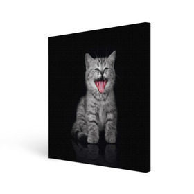 Холст квадратный с принтом Весёлый котик в Новосибирске, 100% ПВХ |  | Тематика изображения на принте: кот | кошка | прикол
