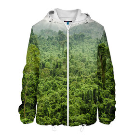 Мужская куртка 3D с принтом Потрясающие тропики в Новосибирске, ткань верха — 100% полиэстер, подклад — флис | прямой крой, подол и капюшон оформлены резинкой с фиксаторами, два кармана без застежек по бокам, один большой потайной карман на груди. Карман на груди застегивается на липучку | Тематика изображения на принте: деревья | джунгли | зелень | красиво | лес | пейзаж | фото