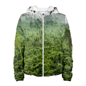 Женская куртка 3D с принтом Потрясающие тропики в Новосибирске, ткань верха — 100% полиэстер, подклад — флис | прямой крой, подол и капюшон оформлены резинкой с фиксаторами, два кармана без застежек по бокам, один большой потайной карман на груди. Карман на груди застегивается на липучку | деревья | джунгли | зелень | красиво | лес | пейзаж | фото