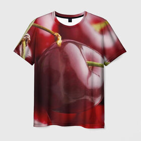 Мужская футболка 3D с принтом Черешня в Новосибирске, 100% полиэфир | прямой крой, круглый вырез горловины, длина до линии бедер | Тематика изображения на принте: вишня | черешня