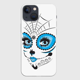 Чехол для iPhone 13 mini с принтом Мексиканский череп в Новосибирске,  |  | белый | девушка | день мертвых | мексика | традция | узоры | цветы