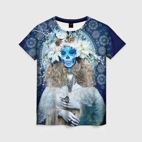 Женская футболка 3D с принтом День мертвецов в Новосибирске, 100% полиэфир ( синтетическое хлопкоподобное полотно) | прямой крой, круглый вырез горловины, длина до линии бедер | 