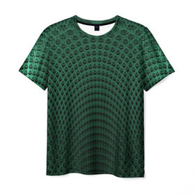 Мужская футболка 3D с принтом Парящие кружки в Новосибирске, 100% полиэфир | прямой крой, круглый вырез горловины, длина до линии бедер | абстракция | зеленый | круги | объем | стиль | тень