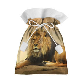 Подарочный 3D мешок с принтом Величиственый лев в Новосибирске, 100% полиэстер | Размер: 29*39 см | царь зверей