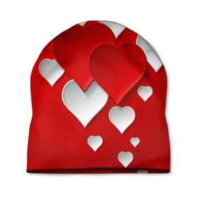 Шапка 3D с принтом Сердца в Новосибирске, 100% полиэстер | универсальный размер, печать по всей поверхности изделия | heart | любовь | сердце