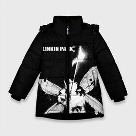 Зимняя куртка для девочек 3D с принтом Linkin Park в Новосибирске, ткань верха — 100% полиэстер; подклад — 100% полиэстер, утеплитель — 100% полиэстер. | длина ниже бедра, удлиненная спинка, воротник стойка и отстегивающийся капюшон. Есть боковые карманы с листочкой на кнопках, утяжки по низу изделия и внутренний карман на молнии. 

Предусмотрены светоотражающий принт на спинке, радужный светоотражающий элемент на пуллере молнии и на резинке для утяжки. | linkin park