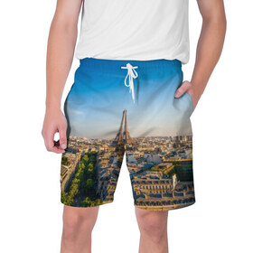 Мужские шорты 3D с принтом Paris в Новосибирске,  полиэстер 100% | прямой крой, два кармана без застежек по бокам. Мягкая трикотажная резинка на поясе, внутри которой широкие завязки. Длина чуть выше колен | 