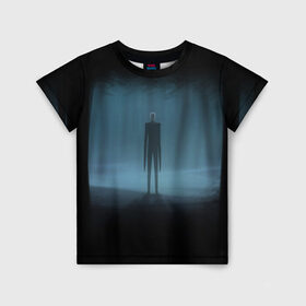 Детская футболка 3D с принтом Слендермен Slender man в Новосибирске, 100% гипоаллергенный полиэфир | прямой крой, круглый вырез горловины, длина до линии бедер, чуть спущенное плечо, ткань немного тянется | man | slender | slender man | крипота | слендер | тонкий | тонкий человек | человек