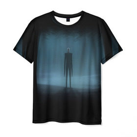 Мужская футболка 3D с принтом Слендермен Slender man в Новосибирске, 100% полиэфир | прямой крой, круглый вырез горловины, длина до линии бедер | man | slender | slender man | крипота | слендер | тонкий | тонкий человек | человек