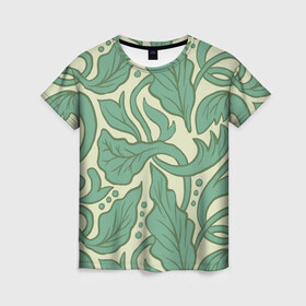 Женская футболка 3D с принтом Листья в Новосибирске, 100% полиэфир ( синтетическое хлопкоподобное полотно) | прямой крой, круглый вырез горловины, длина до линии бедер | арт | вьюн | листья | растения | фауна
