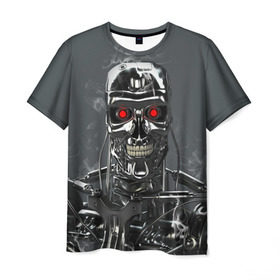 Мужская футболка 3D с принтом Терминатор 2 в Новосибирске, 100% полиэфир | прямой крой, круглый вырез горловины, длина до линии бедер | terminator | арнольд шварценнегер | боевик | робот