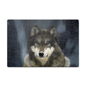 Пазл магнитный 126 элементов с принтом Картина волк в Новосибирске, полимерный материал с магнитным слоем | 126 деталей, размер изделия —  180*270 мм | волк | животные | собака