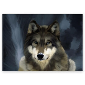 Поздравительная открытка с принтом Картина волк в Новосибирске, 100% бумага | плотность бумаги 280 г/м2, матовая, на обратной стороне линовка и место для марки
 | Тематика изображения на принте: волк | животные | собака