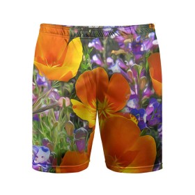 Мужские шорты 3D спортивные с принтом Оранжевые цветы в Новосибирске,  |  | лепестки | прикольные картинки | цветочки | цветы