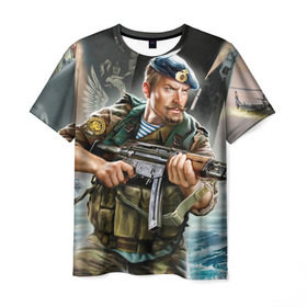 Мужская футболка 3D с принтом ВДВ в Новосибирске, 100% полиэфир | прямой крой, круглый вырез горловины, длина до линии бедер | армия