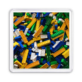 Магнит 55*55 с принтом Конструктор LEGO в Новосибирске, Пластик | Размер: 65*65 мм; Размер печати: 55*55 мм | Тематика изображения на принте: игрушка | конструктор | лего