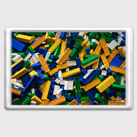 Магнит 45*70 с принтом Конструктор LEGO в Новосибирске, Пластик | Размер: 78*52 мм; Размер печати: 70*45 | Тематика изображения на принте: игрушка | конструктор | лего