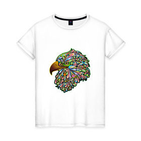 Женская футболка хлопок с принтом Радужный Орел в Новосибирске, 100% хлопок | прямой крой, круглый вырез горловины, длина до линии бедер, слегка спущенное плечо | красота | птица | цвета | яркие