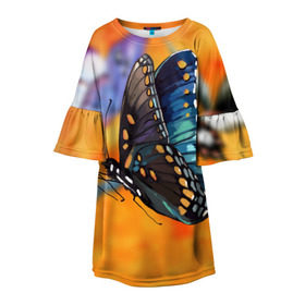 Детское платье 3D с принтом Рисунок бабочка в Новосибирске, 100% полиэстер | прямой силуэт, чуть расширенный к низу. Круглая горловина, на рукавах — воланы | бабочка