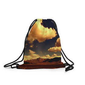 Рюкзак-мешок 3D с принтом Mountains в Новосибирске, 100% полиэстер | плотность ткани — 200 г/м2, размер — 35 х 45 см; лямки — толстые шнурки, застежка на шнуровке, без карманов и подкладки | горы | небо | облака | природа | пустыня