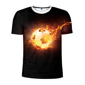 Мужская футболка 3D спортивная с принтом Огненный мяч в Новосибирске, 100% полиэстер с улучшенными характеристиками | приталенный силуэт, круглая горловина, широкие плечи, сужается к линии бедра | мяч | огненный | спорт | футбол