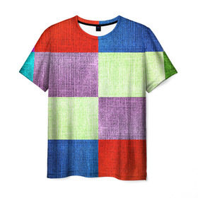 Мужская футболка 3D с принтом Лоскутное шитье в Новосибирске, 100% полиэфир | прямой крой, круглый вырез горловины, длина до линии бедер | полотно | разноцветный | ткань