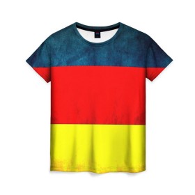 Женская футболка 3D с принтом Германия в Новосибирске, 100% полиэфир ( синтетическое хлопкоподобное полотно) | прямой крой, круглый вырез горловины, длина до линии бедер | европа | триколор | флаг