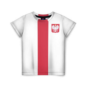 Детская футболка 3D с принтом Сборная Польша в Новосибирске, 100% гипоаллергенный полиэфир | прямой крой, круглый вырез горловины, длина до линии бедер, чуть спущенное плечо, ткань немного тянется | левандовски | футбол