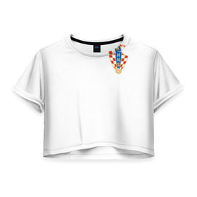 Женская футболка 3D укороченная с принтом Сборная Хорватия в Новосибирске, 100% полиэстер | круглая горловина, длина футболки до линии талии, рукава с отворотами | croatia | футбол