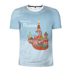 Мужская футболка 3D спортивная с принтом Welcom To Russia в Новосибирске, 100% полиэстер с улучшенными характеристиками | приталенный силуэт, круглая горловина, широкие плечи, сужается к линии бедра | welcom to russia | держава | добро пожаловать в россию | кремль | москва | россия | слава россии | страна
