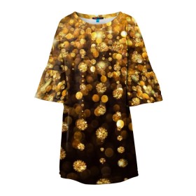 Детское платье 3D с принтом Золотой дождь в Новосибирске, 100% полиэстер | прямой силуэт, чуть расширенный к низу. Круглая горловина, на рукавах — воланы | dance | klub | золото | клуб | праздник | танцы