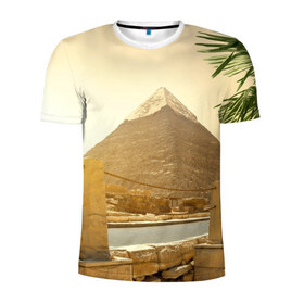 Мужская футболка 3D спортивная с принтом Egypt в Новосибирске, 100% полиэстер с улучшенными характеристиками | приталенный силуэт, круглая горловина, широкие плечи, сужается к линии бедра | Тематика изображения на принте: egypt | египет | закат | золото | клеопатра | мумия | песок | пирамиды | пустыня | солнце