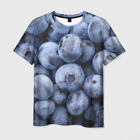Мужская футболка 3D с принтом ягода в Новосибирске, 100% полиэфир | прямой крой, круглый вырез горловины, длина до линии бедер | голубика | лето | сладости | текстура | черника | ягода