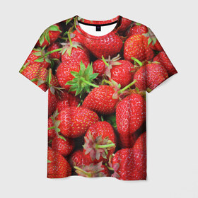 Мужская футболка 3D с принтом клубника в Новосибирске, 100% полиэфир | прямой крой, круглый вырез горловины, длина до линии бедер | земляника | клубника | лето | ягода