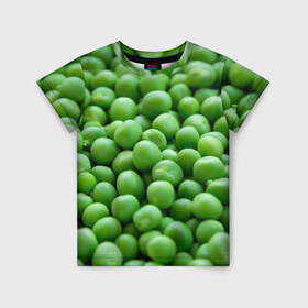 Детская футболка 3D с принтом горошек в Новосибирске, 100% гипоаллергенный полиэфир | прямой крой, круглый вырез горловины, длина до линии бедер, чуть спущенное плечо, ткань немного тянется | горох | горошек | зелень | лето