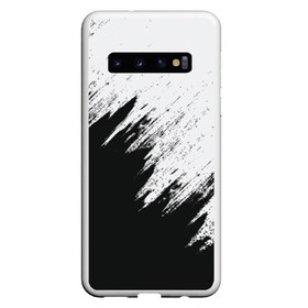 Чехол для Samsung Galaxy S10 с принтом Краска и ничего лишнего! в Новосибирске, Силикон | Область печати: задняя сторона чехла, без боковых панелей | Тематика изображения на принте: белый | дизайн | капли | краска | монохромный | разводы | черный