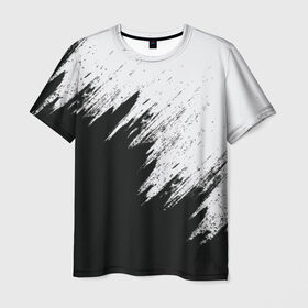 Мужская футболка 3D с принтом Краска и ничего лишнего! в Новосибирске, 100% полиэфир | прямой крой, круглый вырез горловины, длина до линии бедер | белый | дизайн | капли | краска | монохромный | разводы | черный