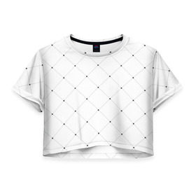 Женская футболка 3D укороченная с принтом Точечный узор! в Новосибирске, 100% полиэстер | круглая горловина, длина футболки до линии талии, рукава с отворотами | белый | дизайн | классно | круто | лейбл | точки | узор | цвет | черный