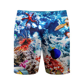 Мужские шорты 3D спортивные с принтом Аква мир в Новосибирске,  |  | blue | вода | волна | волны | море | океан | природа | рыбы
