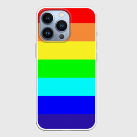 Чехол для iPhone 13 Pro с принтом Радуга в Новосибирске,  |  | жёлтый | зелёный | красный | оранжевый | полосы | радуга | синий | фиолетовый