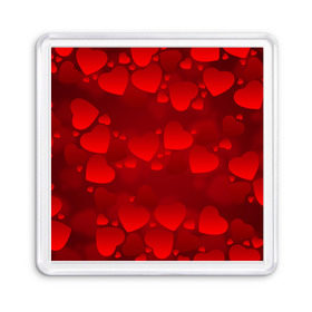 Магнит 55*55 с принтом Красные сердца в Новосибирске, Пластик | Размер: 65*65 мм; Размер печати: 55*55 мм | heart | red | любовь | орнамент | сердце | узор